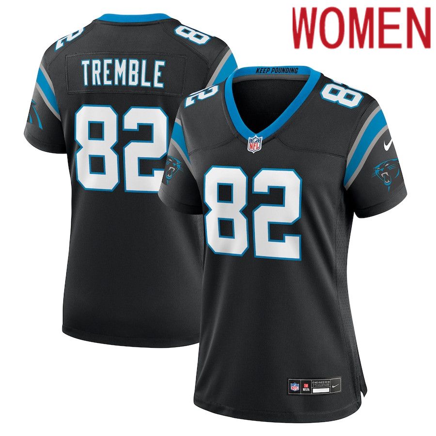 Women Carolina Panthers 82 Tommy Tremble Nike Black Team Game NFL Jersey